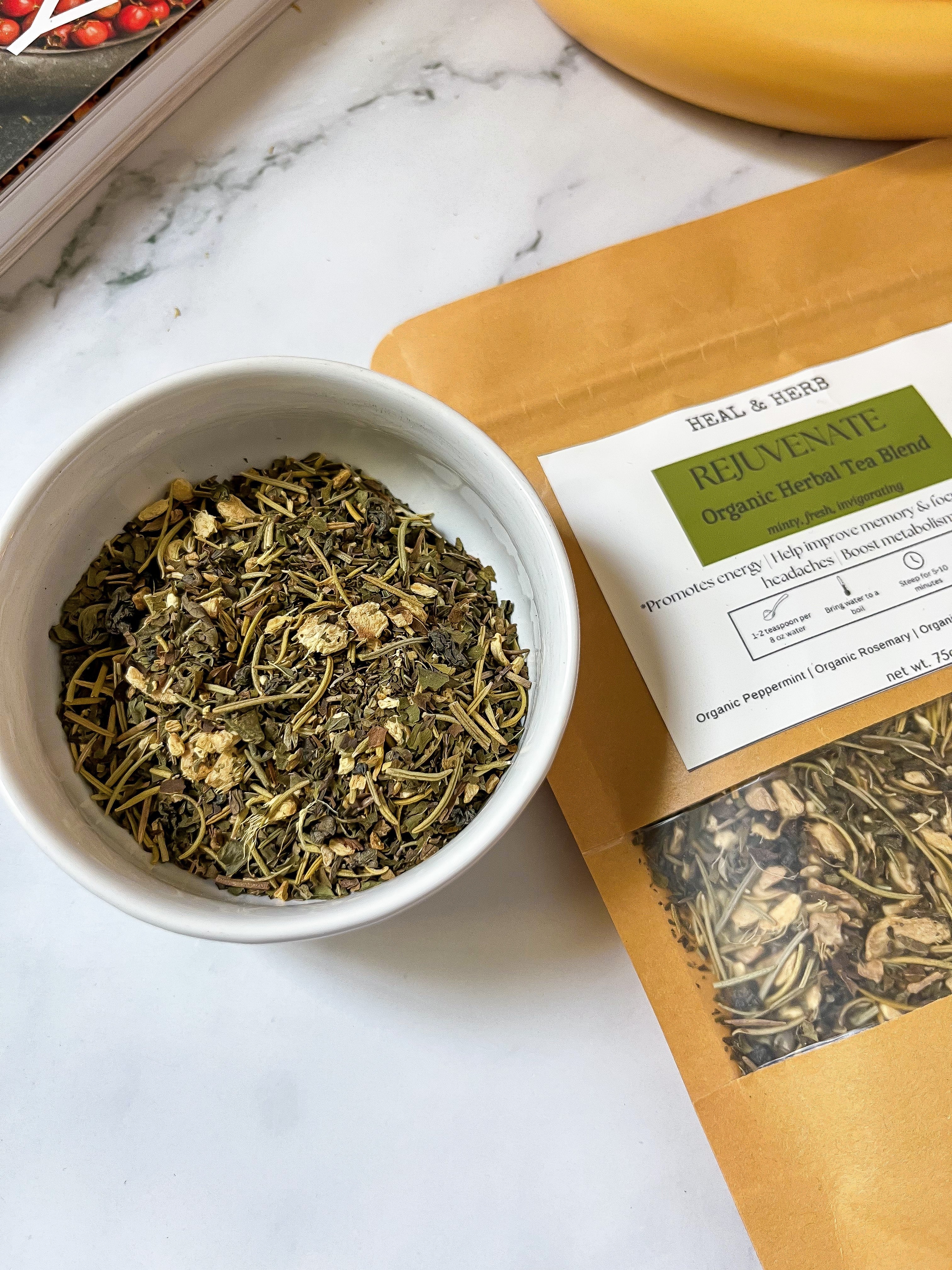 REJUVENATE Organic Herbal Tea Blend (Energy & Focus)